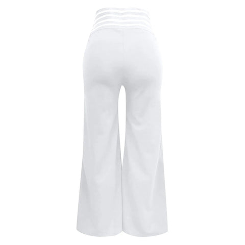 Women Hollow Belt Trousers Fashion Temperament Commuting Flared Trousers Daily Classic Solid Causal High Waist Wide Leg Pants Elite Boutique