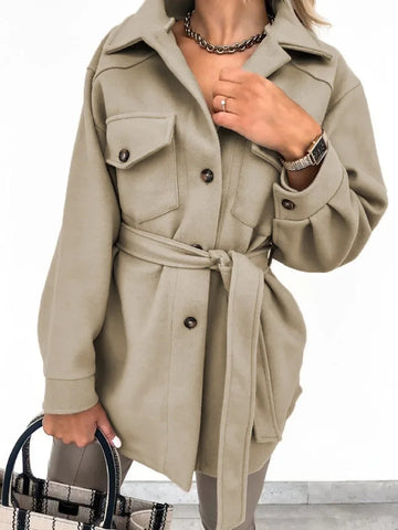 Women Fashion Jacket Fall/Winter 2024 New Lapel Single Breasted Thickened Windproof Thermal Coats Elegant Versatile Daily Wear Elite Boutique