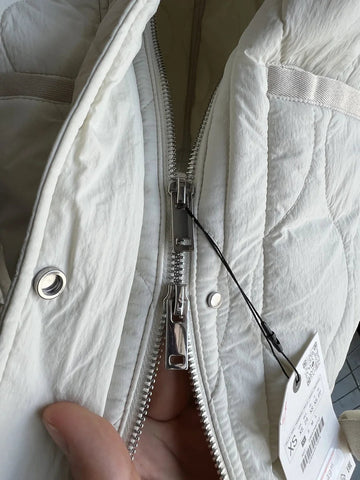 Quilted coat for women ETJ 2024traf QUILTED JACKET WITH TIES new beige drawstring high neck pocket clip cotton jacket for women Elite Boutique