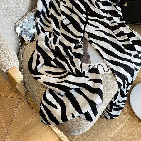 Women's Trousers 2025 New Summer Thin Zebra Print Wide Leg Pants Loose Casual Straight Trousers Elite Boutique
