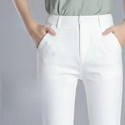 Women's Clothing Trouser Suits Trousers Office Lady Button Solid Color Pockets Spring Autumn Zipper Pencil Cropped Pants Elite Boutique