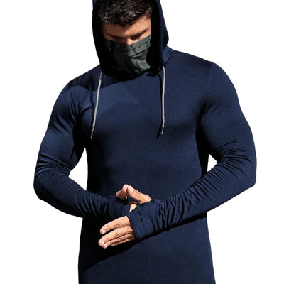 Men Long-sleeved T-shirt Sun Protection Hooded Shirt Casual Sports Breathable Hiking Go Fishing Shirts UV-Proof Solid Color TOPS Elite Boutique