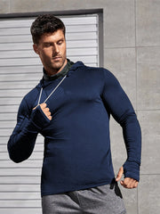Men Long-sleeved T-shirt Sun Protection Hooded Shirt Casual Sports Breathable Hiking Go Fishing Shirts UV-Proof Solid Color TOPS Elite Boutique