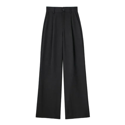TRAF Women's Formal Pants Office Wear Women Striped Grey Black Pants Woman High Waist Baggy Suit Pants Casual Wide Leg Trousers Elite Boutique