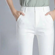 Women's Clothing Trouser Suits Trousers Office Lady Button Solid Color Pockets Spring Autumn Zipper Pencil Cropped Pants Elite Boutique