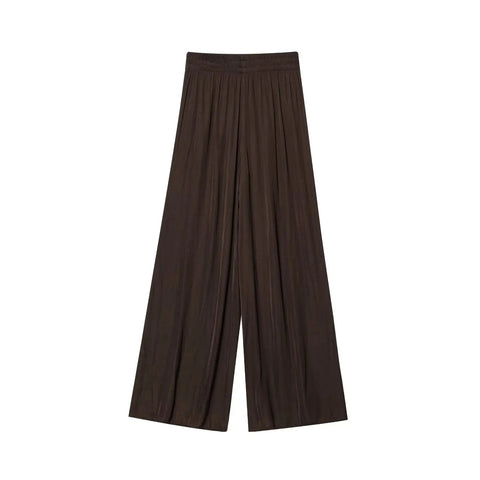 TRAF Pants for Women Fashion Spring Autumn New Solid Color Folded Chic Female Elastic High Waist Wide Leg Trousers Mujer Elite Boutique