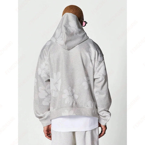 Hoodie Cool Retro Casual  Portrait Music Love Pattern Printed Drop Shoulder Loose Long-Sleeved Hooded Sweatshirt Elite Boutique