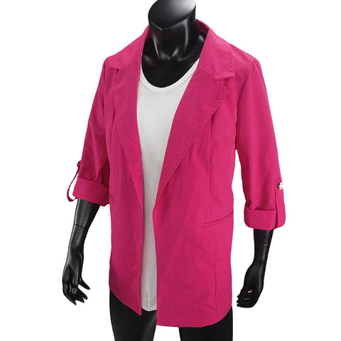 Women's Jacket Spring Summer New Arrivals Roll-up Cuffs Outerwears Lined Open Stitch Thin Jackets for Streetwear Womans Clothing Elite Boutique