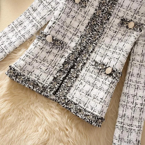 Women's Jackets  Women's Jacket Spring new Trendy Ladies Short Joker Temperament Small Fragrant Tweed Coat Tweed Coat Cardigan Elite Boutique