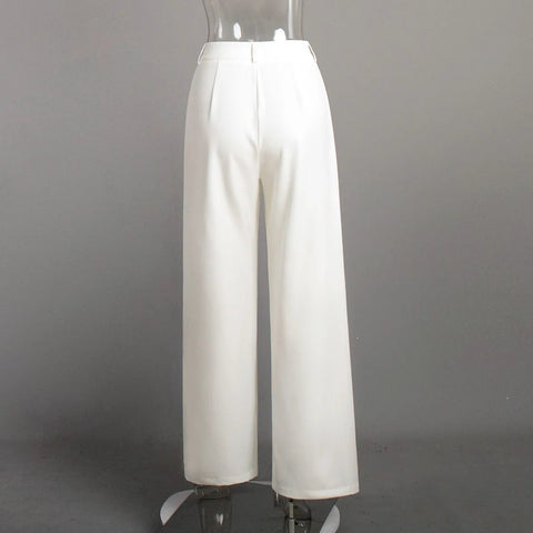 Pure White Trousers Women 2024 Autumn and Winter New High Waist Wide Leg Trousers Commuting All-match Casual Trousers Elite Boutique