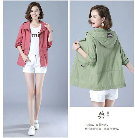 Women's Jacket 2025 New Summer Thin Coat Casual Windbreaker Female Sun Protection Jacket Basic Zipper Coat Tops Elite Boutique