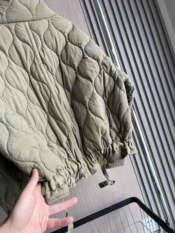 Quilted coat for women ETJ 2024traf QUILTED JACKET WITH TIES new beige drawstring high neck pocket clip cotton jacket for women Elite Boutique