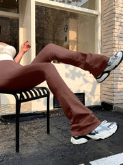 Women's Fashion Trousers Solid Colour High-waisted Flared Pants Slim and Skinny Women's Dragging Trousers Versatile Female Pants Elite Boutique