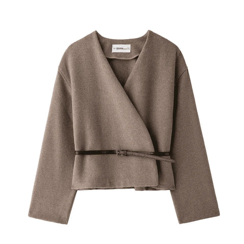Women Elegant Street Jacket 2025 Fashion Comfortable Short Jackets For Women Belt Casual Coat Long Sleeve New Outerwears Elite Boutique