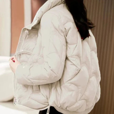Women's Jacket Quilted Padded Short Duck Down Red Thick Padding Cropped White Female Coats Fashion 2024 Modern New in & Harajuku Elite Boutique
