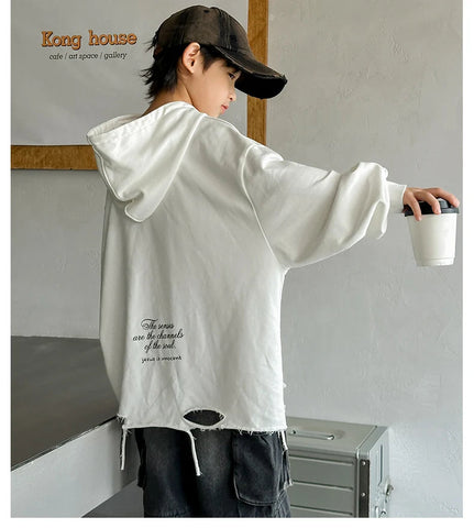 Hoodie Kids Boys 2024 Autumn Teenager Clothes Kids Casual Cotton Hooded Sweatshirt Tops Costume 5 6 7 8 9 10 11 12 13 14 Years Elite Boutique