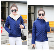Women's Hooded Jacket Casual Basic Warm Velvet Lamb Parka Coat Autumn Winter New Solid Light Soft  Outerwear fashion style Elite Boutique