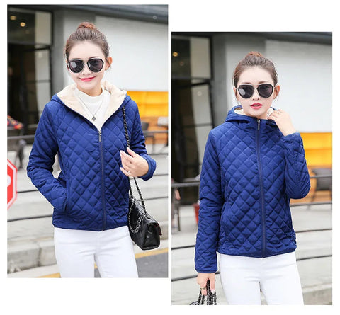 Women's Hooded Jacket Casual Basic Warm Velvet Lamb Parka Coat Autumn Winter New Solid Light Soft  Outerwear fashion style Elite Boutique