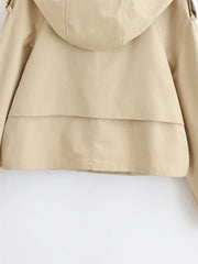 Women's  Jacket  Summer New Model 2025 Khaki Short Hooded Windbreaker  Personalized and Fashionable  Casual and Versatile Elite Boutique