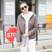 Women's Hooded Jacket Casual Basic Warm Velvet Lamb Parka Coat Autumn Winter New Solid Light Soft  Outerwear fashion style Elite Boutique