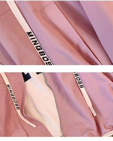 Women's Jacket Fashion Hooded Windbreaker New Spring Autumn Female Casual Short Coat Outwear Pink Green White Female Outerwear Elite Boutique
