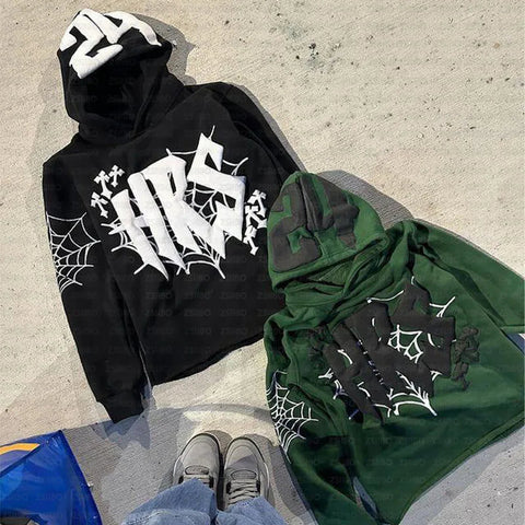 Hoodie Cobweb Print goth Punk Sweatshirt Men's hoodies Sport Coat Pullover Gothic Long Sleeve Oversized Hoodie Y2K jacket Emo Elite Boutique