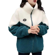 Women Jacket Colored Thickened Lamb Fleece Long Sleeve Mid Length Overcoat Warm Topcoat Quilted Top Autumn Winter Overgarmen Elite Boutique