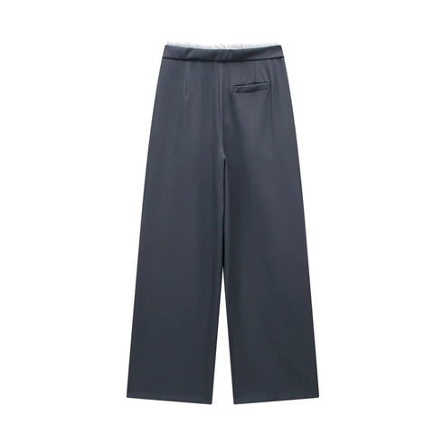TRAF Pants Women 2024 Trousers Casual Wide Pants Woman office wear Wide leg Pants Women Autumn Baggy Black High Waist Trousers Elite Boutique