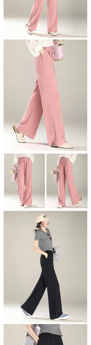 Wide-leg Pants for Women New Summer High-waist Casual Elastic Thin Soft Straight Trousers with a Soft and Supple Feel Elite Boutique