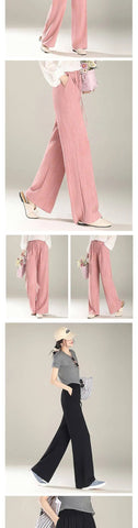 Wide-leg Pants for Women New Summer High-waist Casual Elastic Thin Soft Straight Trousers with a Soft and Supple Feel Elite Boutique