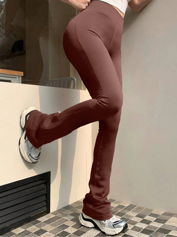 Women's Fashion Trousers Solid Colour High-waisted Flared Pants Slim and Skinny Women's Dragging Trousers Versatile Female Pants Elite Boutique