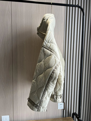 Quilted coat for women ETJ 2024traf QUILTED JACKET WITH TIES new beige drawstring high neck pocket clip cotton jacket for women Elite Boutique