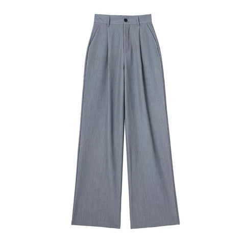 TRAF Women's Formal Pants Office Wear Women Striped Grey Black Pants Woman High Waist Baggy Suit Pants Casual Wide Leg Trousers Elite Boutique