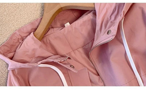 Women's Jacket Fashion Hooded Windbreaker New Spring Autumn Female Casual Short Coat Outwear Pink Green White Female Outerwear Elite Boutique