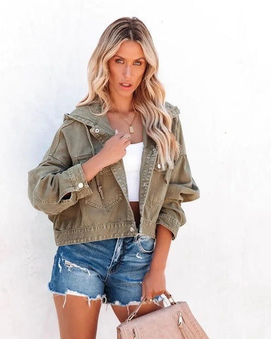 New Jackets for Women Hooded Denim Jacket Women Vintage Jean Coats Casual Long Sleeve Top Clothes Women Streetwear Elite Boutique