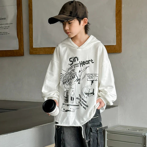 Hoodie Kids Boys 2024 Autumn Teenager Clothes Kids Casual Cotton Hooded Sweatshirt Tops Costume 5 6 7 8 9 10 11 12 13 14 Years Elite Boutique