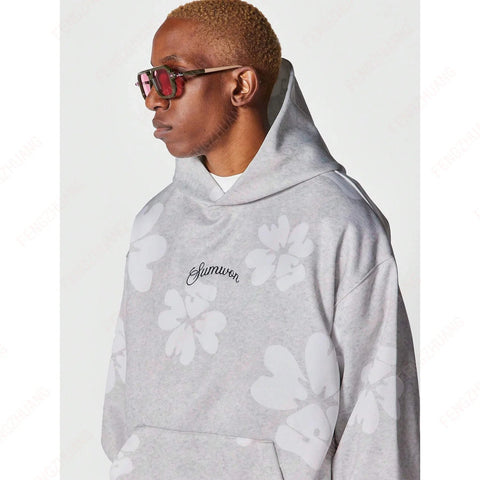 Hoodie Cool Retro Casual  Portrait Music Love Pattern Printed Drop Shoulder Loose Long-Sleeved Hooded Sweatshirt Elite Boutique