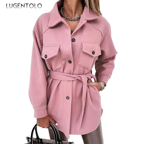 Women Fashion Jacket Fall/Winter 2024 New Lapel Single Breasted Thickened Windproof Thermal Coats Elegant Versatile Daily Wear Elite Boutique