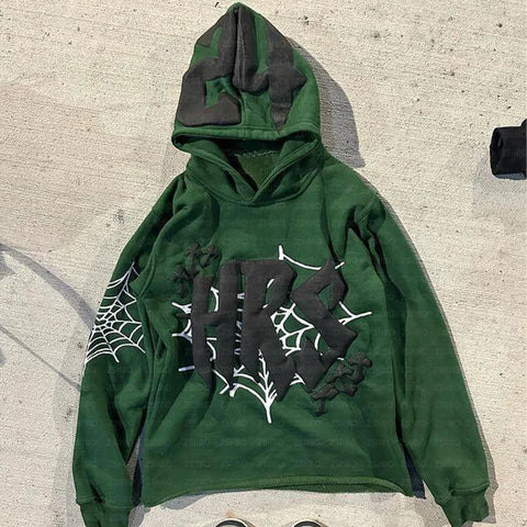 Hoodie Cobweb Print goth Punk Sweatshirt Men's hoodies Sport Coat Pullover Gothic Long Sleeve Oversized Hoodie Y2K jacket Emo Elite Boutique