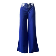 Women Hollow Belt Trousers Fashion Temperament Commuting Flared Trousers Daily Classic Solid Causal High Waist Wide Leg Pants Elite Boutique