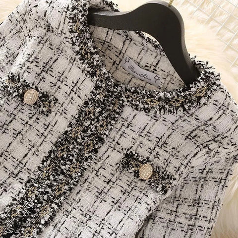 Women's Jackets  Women's Jacket Spring new Trendy Ladies Short Joker Temperament Small Fragrant Tweed Coat Tweed Coat Cardigan Elite Boutique
