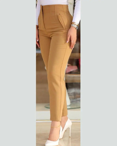 Women's Trousers Women's Pencil Pants Elegant Office Solid Color Trousers Autumn And Winter High Waist Women's Pants Elite Boutique