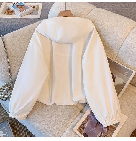 Women's Jacket Fashion Hooded Windbreaker New Spring Autumn Female Casual Short Coat Outwear Pink Green White Female Outerwear Elite Boutique