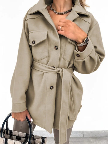 Women Fashion Jacket Fall/Winter 2024 New Lapel Single Breasted Thickened Windproof Thermal Coats Elegant Versatile Daily Wear Elite Boutique