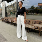 Pure White Trousers Women 2024 Autumn and Winter New High Waist Wide Leg Trousers Commuting All-match Casual Trousers Elite Boutique