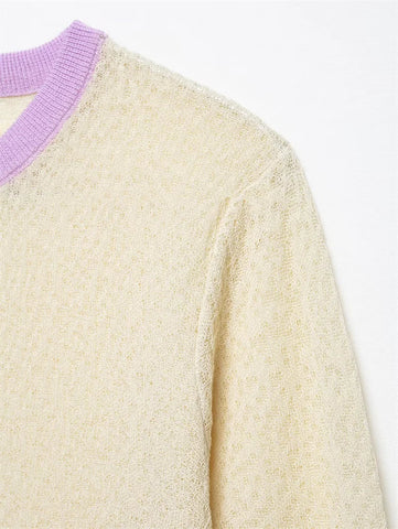 Women's Jacket New Summer 2025 Color-blocked Long Sleeve Crewneck Knit Jacket Romantic Style Casual Fashion Personality Versatil Elite Boutique
