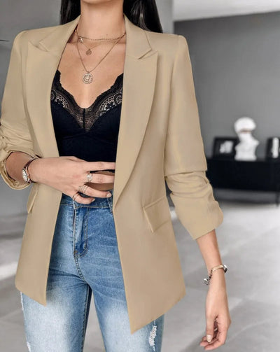 Denim Jacket for Women Autumn Winter Long Sleeves Turn Down Collar Thin Outwear Suit Tops Slim Womens Commuting Vest Jacket Elite Boutique