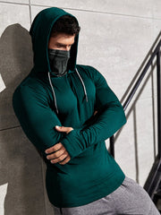 Men Long-sleeved T-shirt Sun Protection Hooded Shirt Casual Sports Breathable Hiking Go Fishing Shirts UV-Proof Solid Color TOPS Elite Boutique