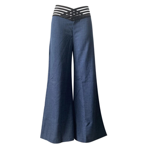 Women Hollow Belt Trousers Fashion Temperament Commuting Flared Trousers Daily Classic Solid Causal High Waist Wide Leg Pants Elite Boutique