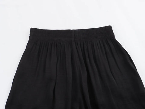 TRAF Pants for Women Fashion Spring Autumn New Solid Color Folded Chic Female Elastic High Waist Wide Leg Trousers Mujer Elite Boutique